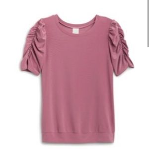 Kaileigh Pink Camryn Ruched Sleeve Knit Top